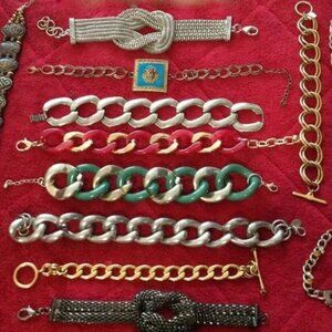 Vintage Lot of 14 Assorted Chain, Link, Beaded Bracelets